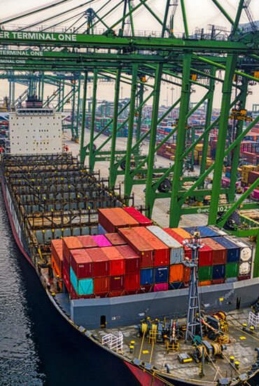 Cargo ship loaded with goods